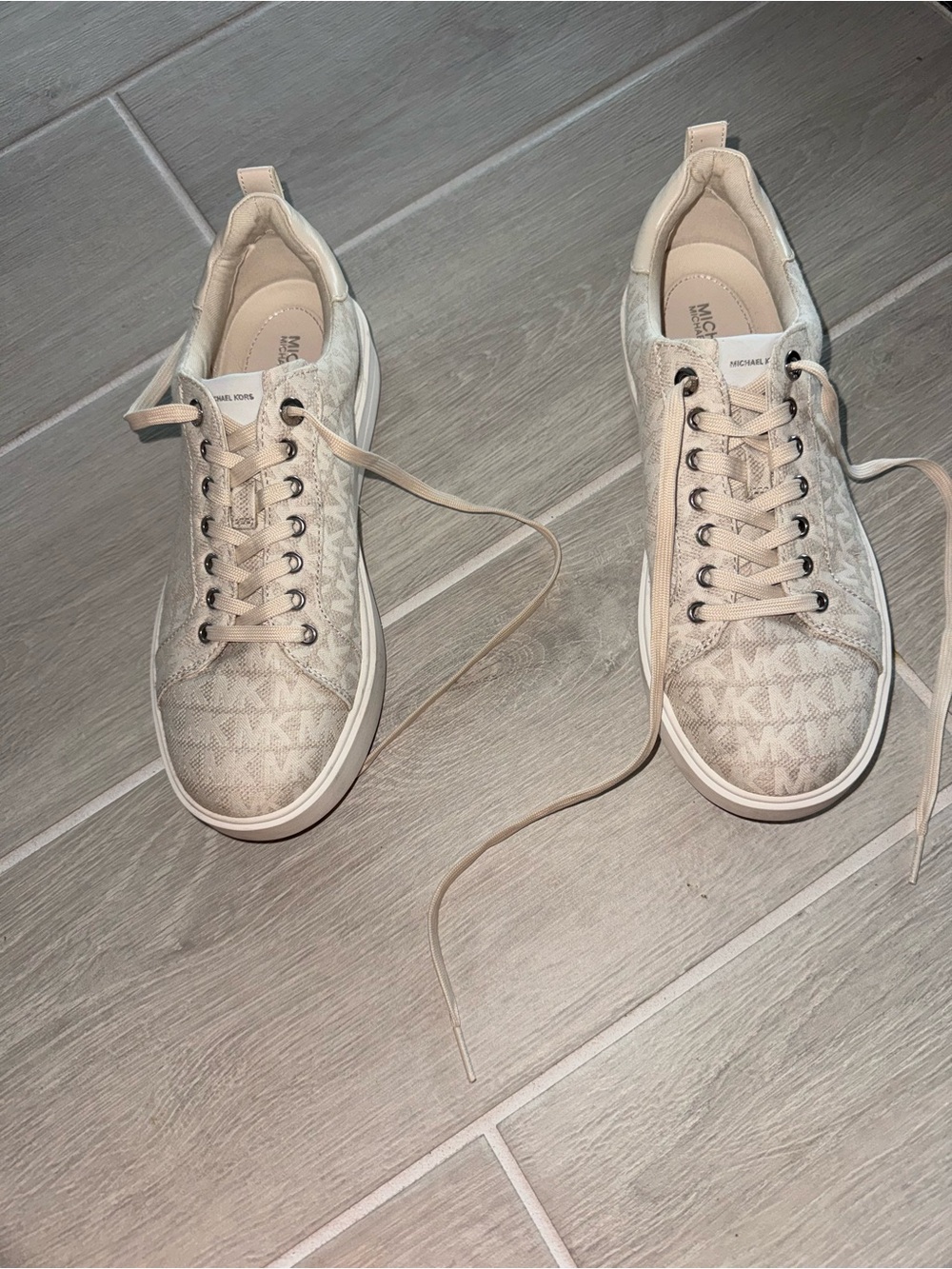Michael Kors Neutral Monogram Lace-Up Sneakers - Women